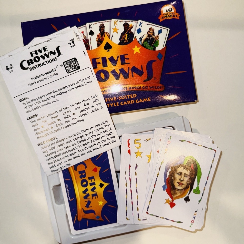 Five Crowns Card Game - Complete Set - PlayMonster 2019 - 5 Suited Rummy Style